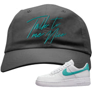 Washed Teal Low 1s Dad Hat | Talk To Me Nice, Dark Gray