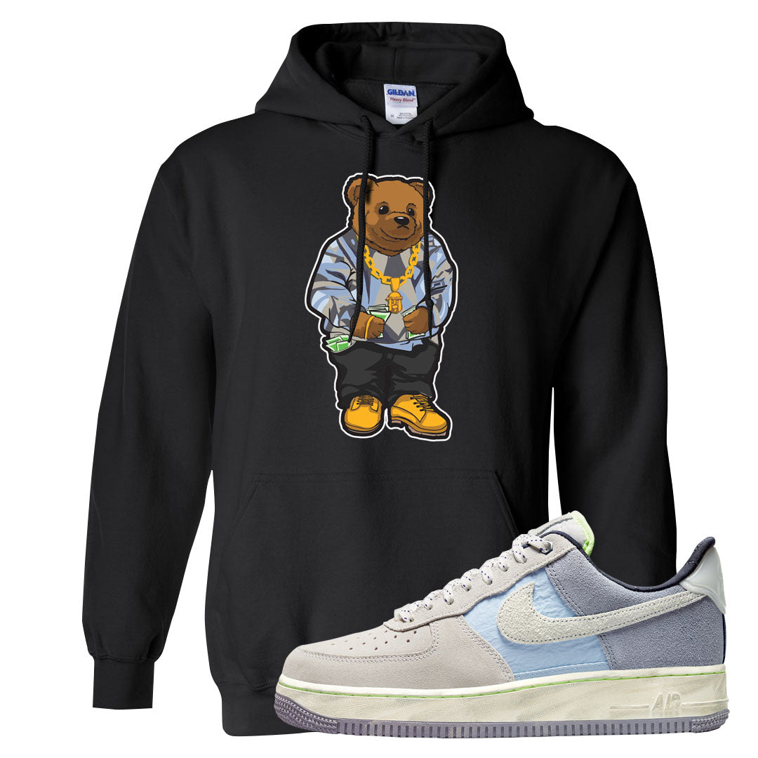 Womens Mountain White Blue AF 1s Hoodie | Sweater Bear, Black