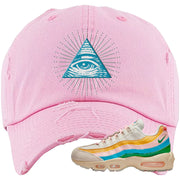 Rise Unity Sail 95s Distressed Dad Hat | All Seeing Eye, Light Pink