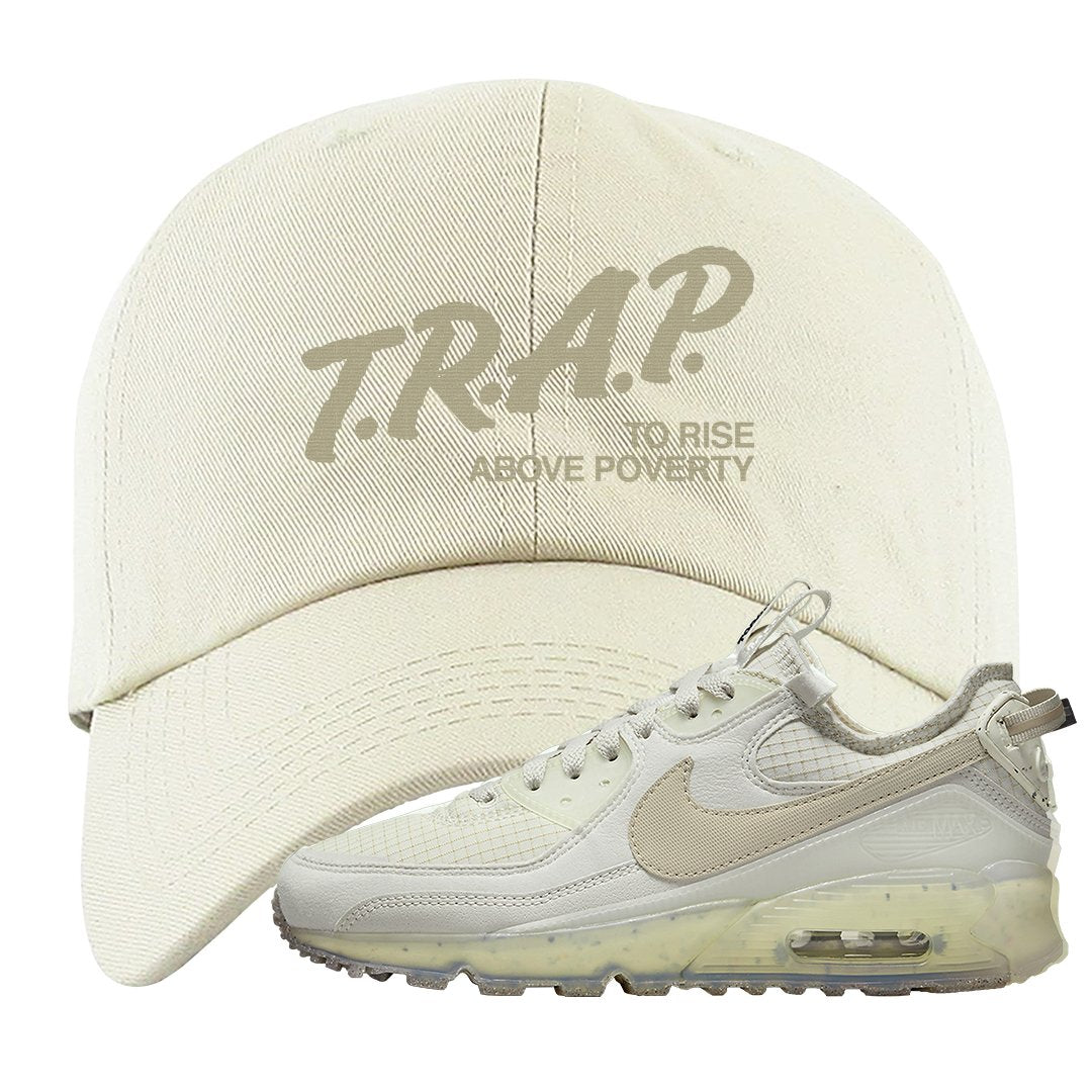 Terrascape Light Bone 90s Dad Hat | Trap To Rise Above Poverty, White