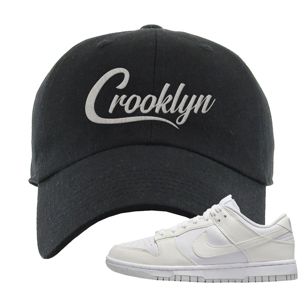 Move To Zero White Low Dunks Dad Hat | Crooklyn, Black