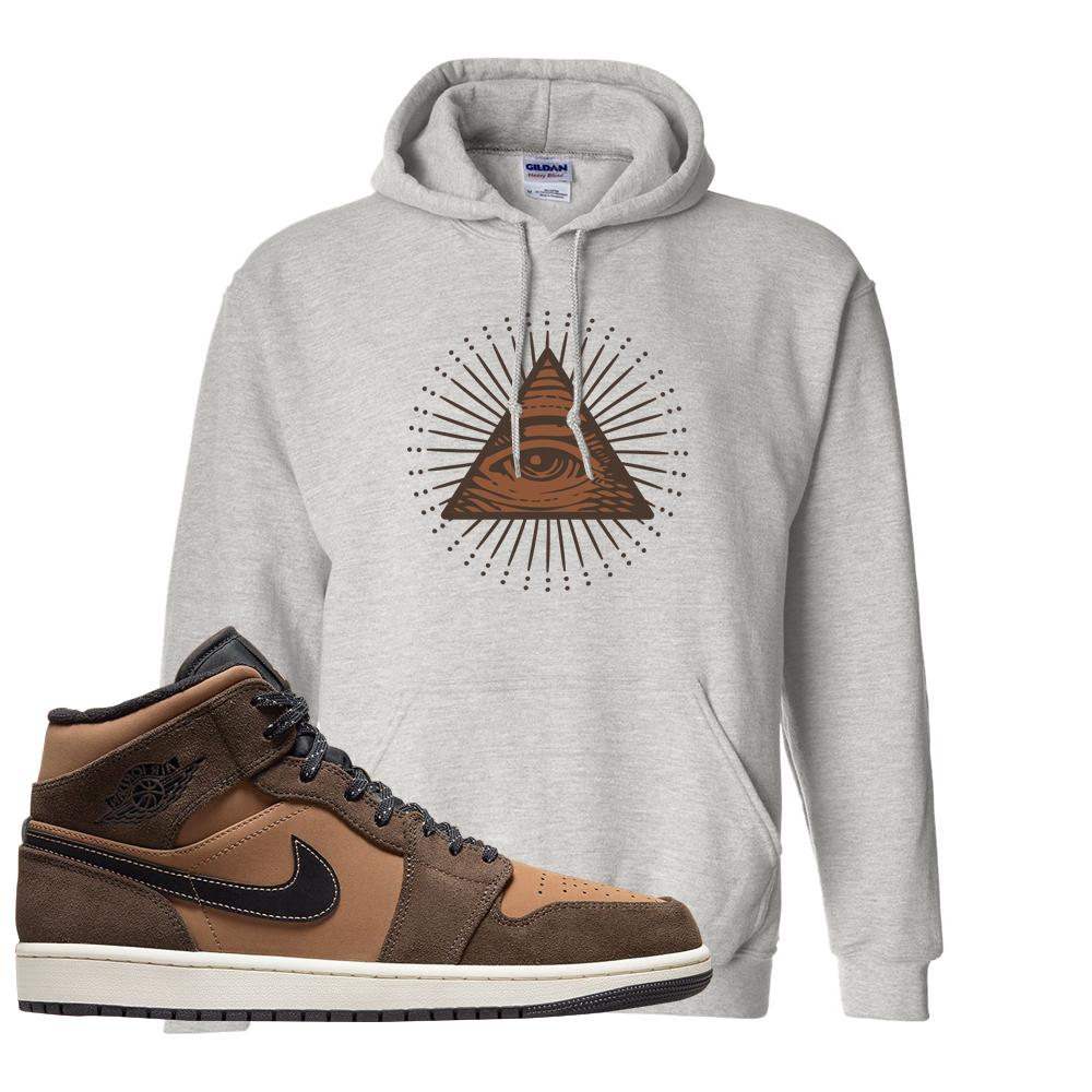 Earthy Brown Mid 1s Hoodie | All Seeing Eye, Ash