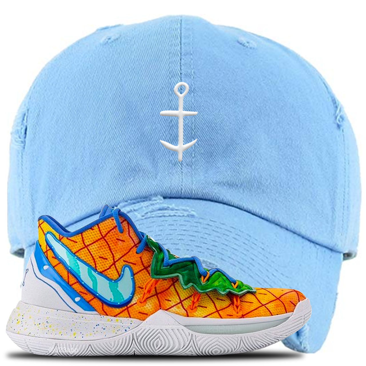 Kyrie 5 Pineapple House Anchor Sky Blue Sneaker Hook Up Distressed Dad Hat
