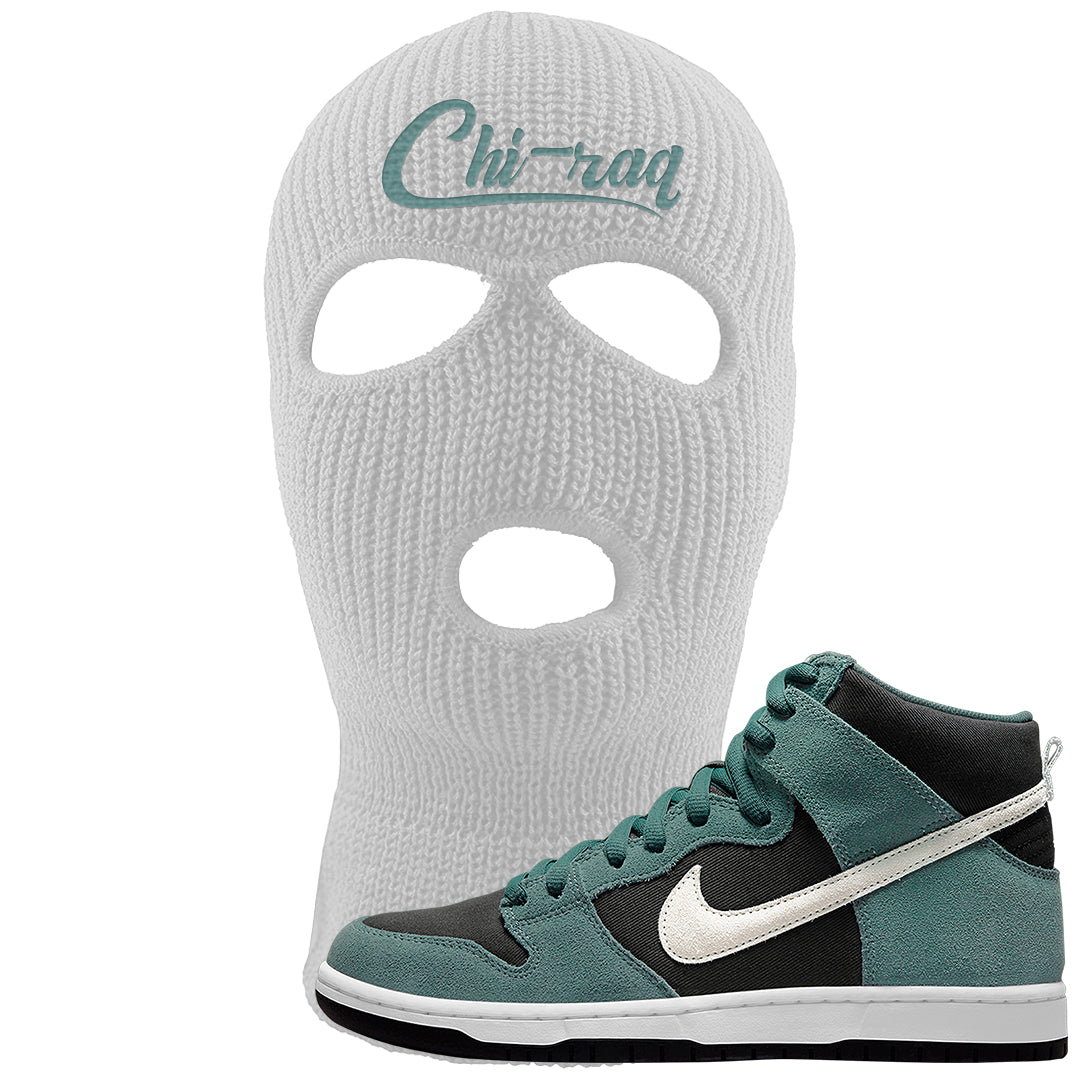 Green Suede High Dunks Ski Mask | Chiraq, White