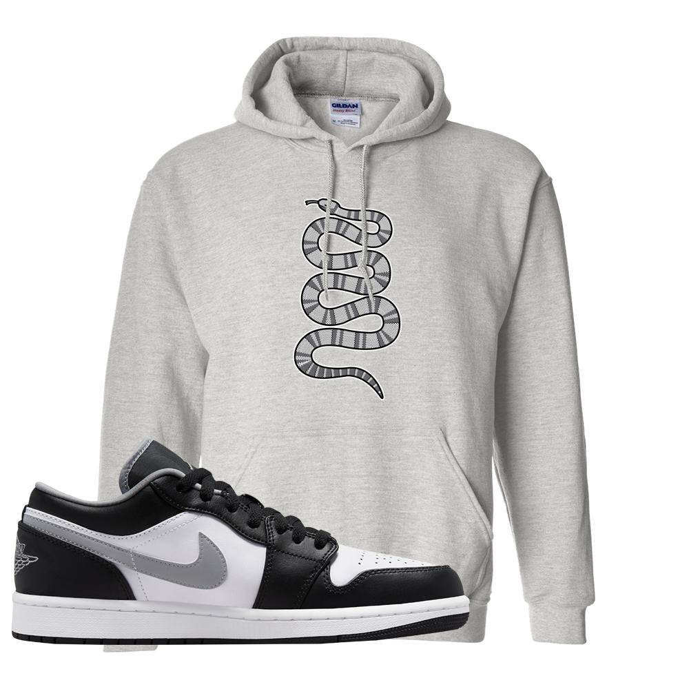 Air Jordan 1 Low Black Medium Grey Hoodie | Coiled Snake, Ash