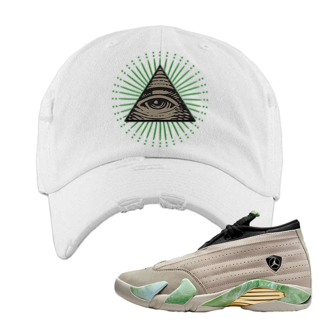 Fortune Low 14s Distressed Dad Hat | All Seeing Eye, White