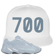 Yeezy Boost 700 V2 Hospital Blue 700 Sneaker Matching White Snapback Hat