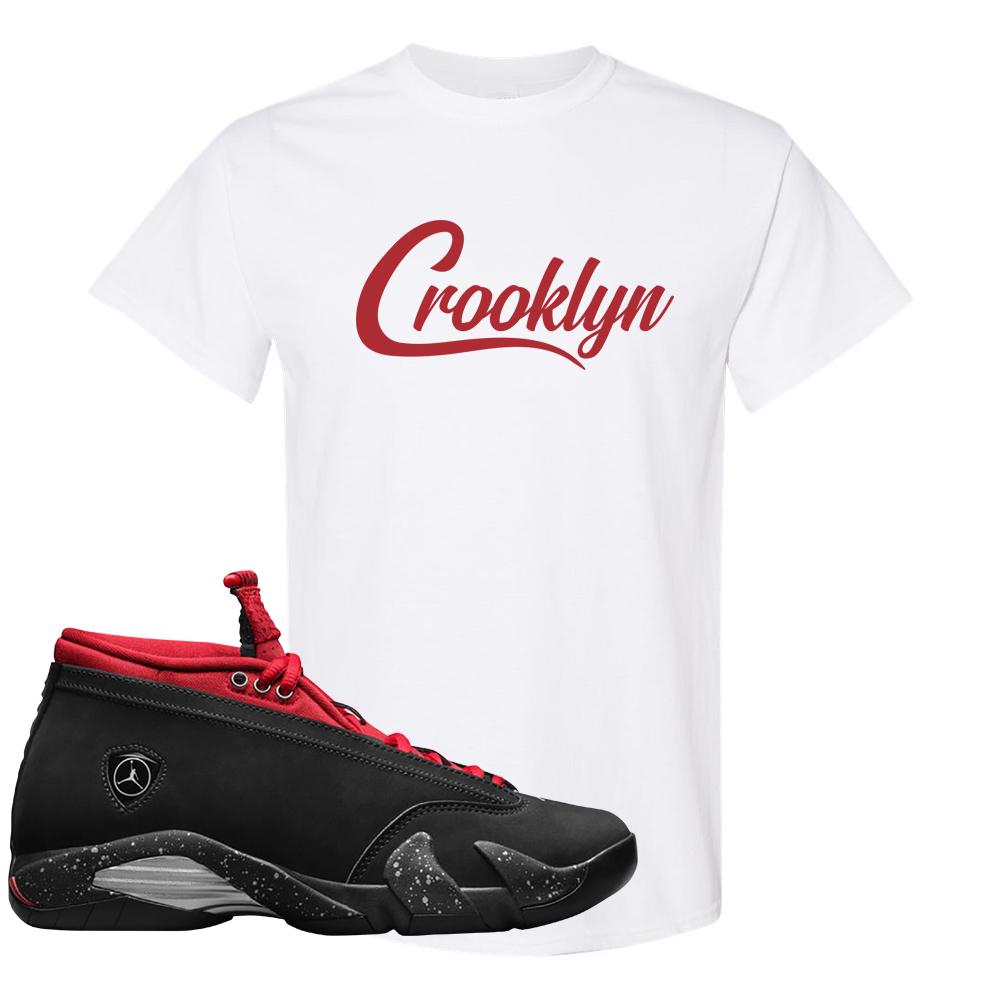 Red Lipstick Low 14s T Shirt | Crooklyn, White