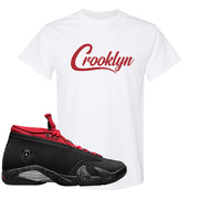 Red Lipstick Low 14s T Shirt | Crooklyn, White