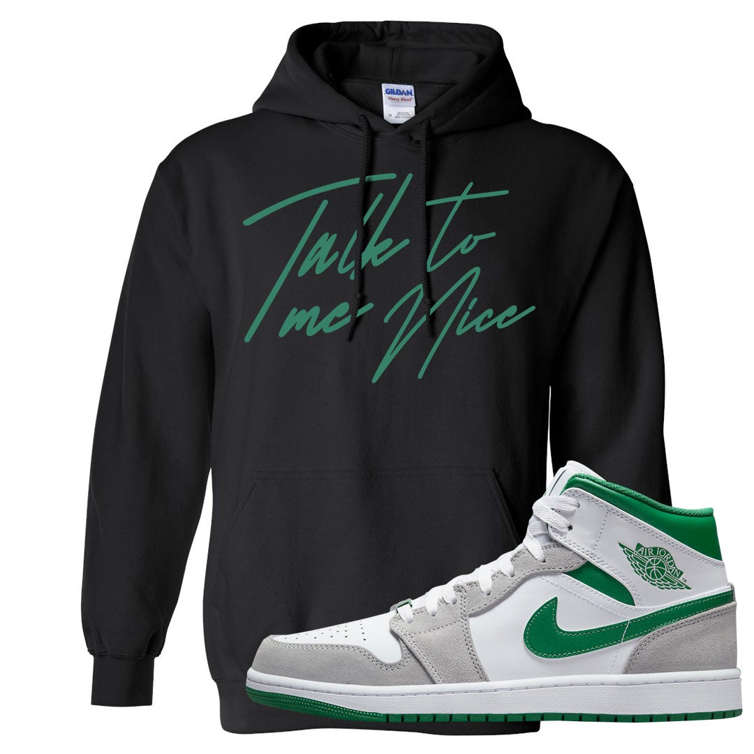 Light Smoke Pine Green Mid 1s Hoodie | Talk To Me Nice, Black