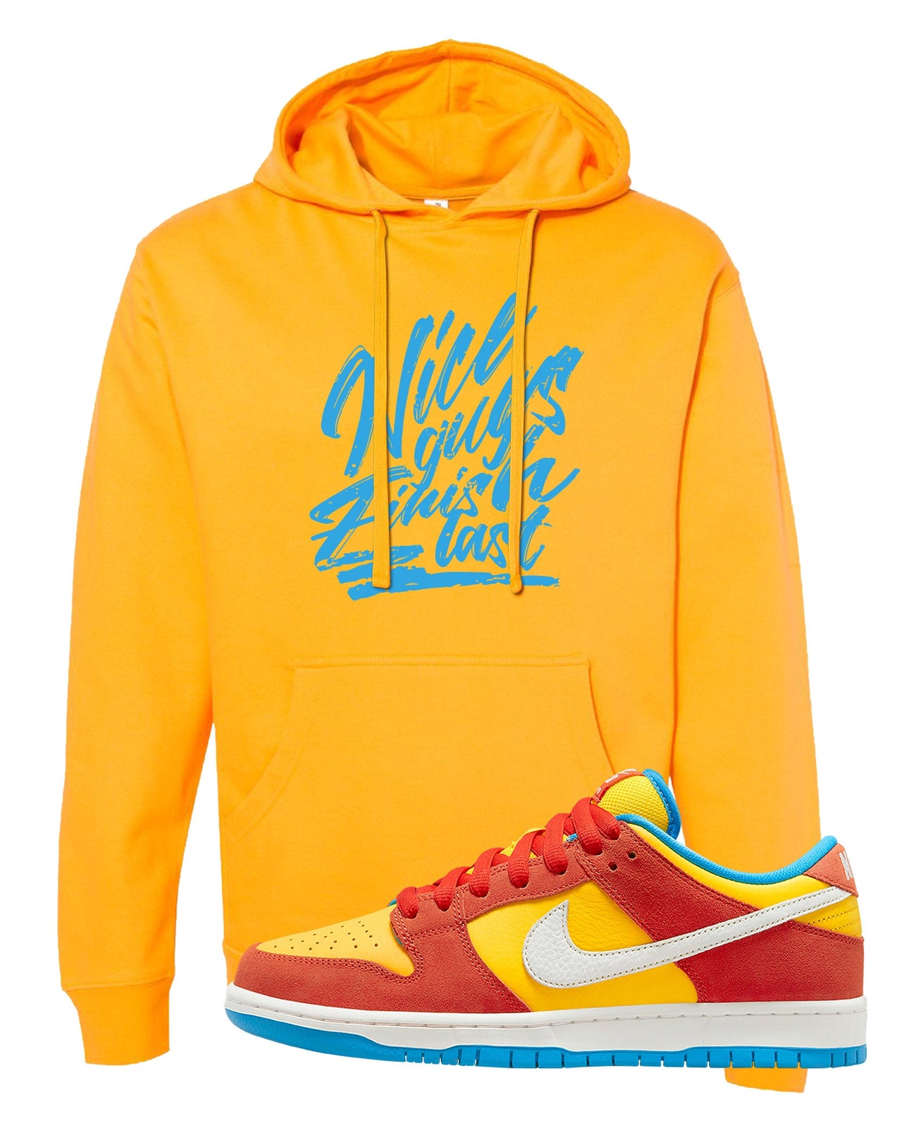 Habanero Red Gold Blue Low Dunks Hoodie | Nice Guys Finish Last, Gold