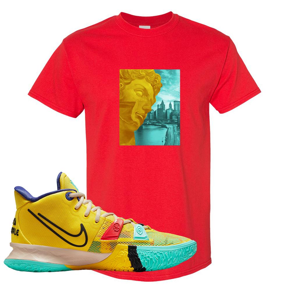 1 World 1 People Yellow 7s T Shirt | Miguel, Red