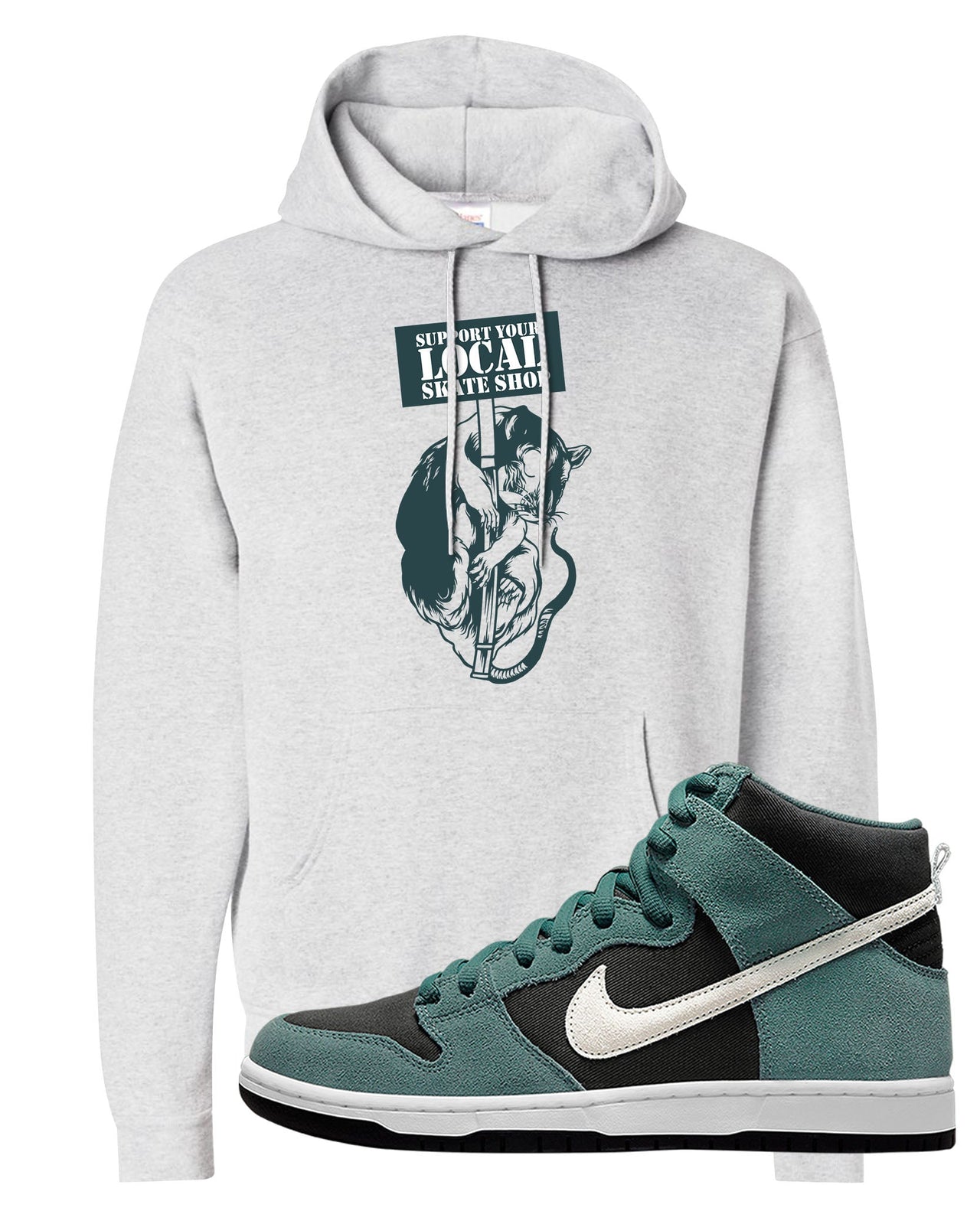 Green Suede High Dunks Hoodie | Support Your Local Skate Shop, Ash