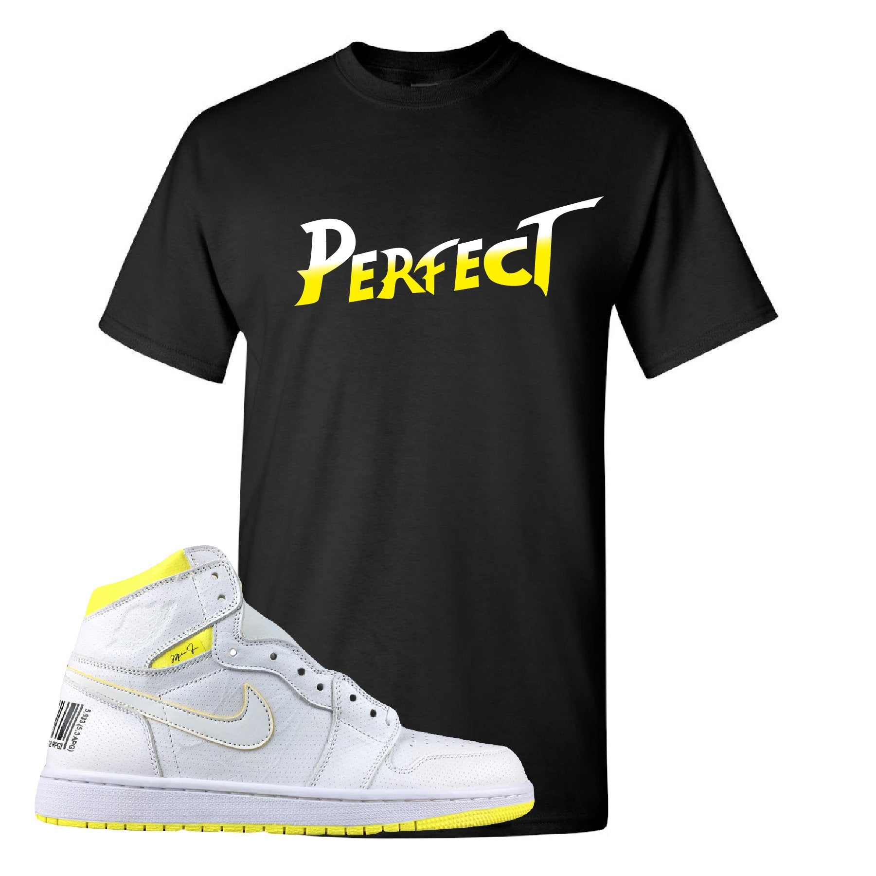 Air Jordan 1 First Class Flight Street Fight Perfect Black Sneaker Matching T-Shirt