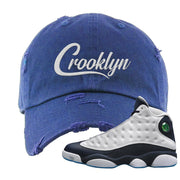 Obsidian 13s Distressed Dad Hat | Crooklyn, Navy Blue