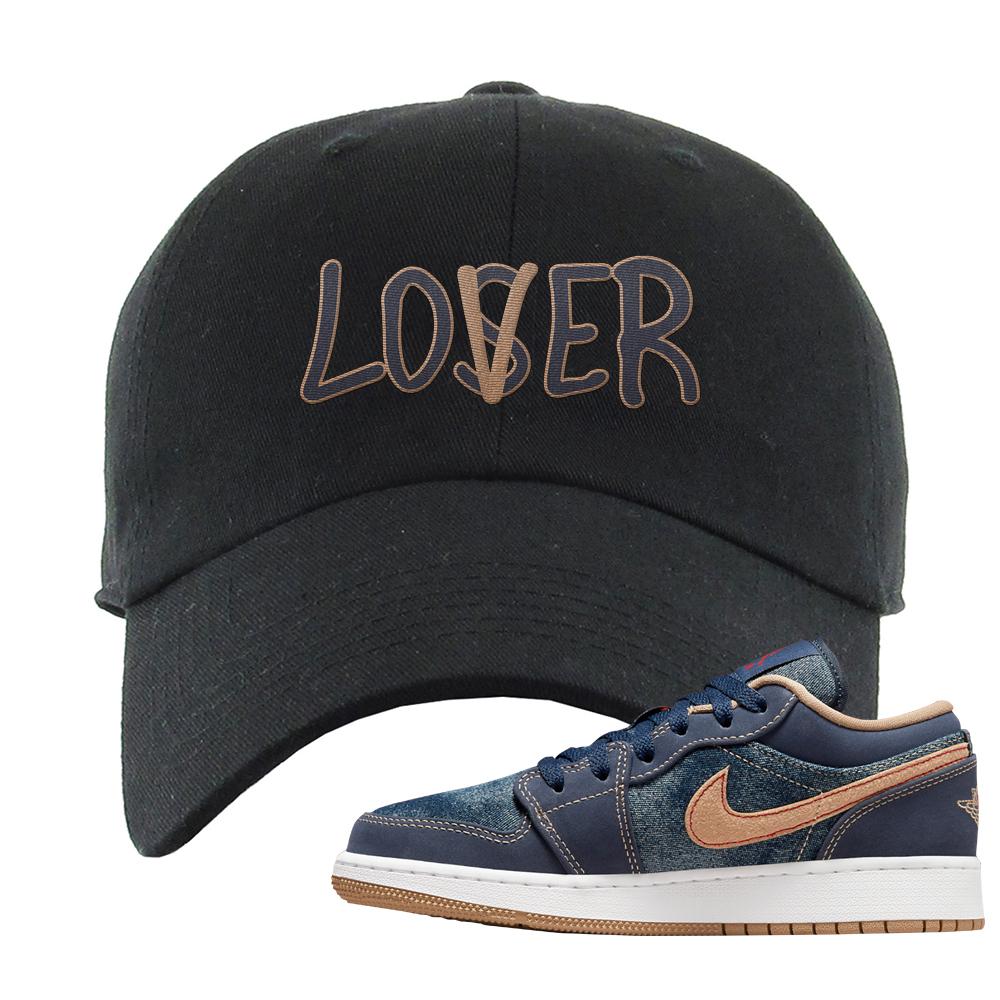 Denim Gum Bottom Low 1s Dad Hat | Lover, Black