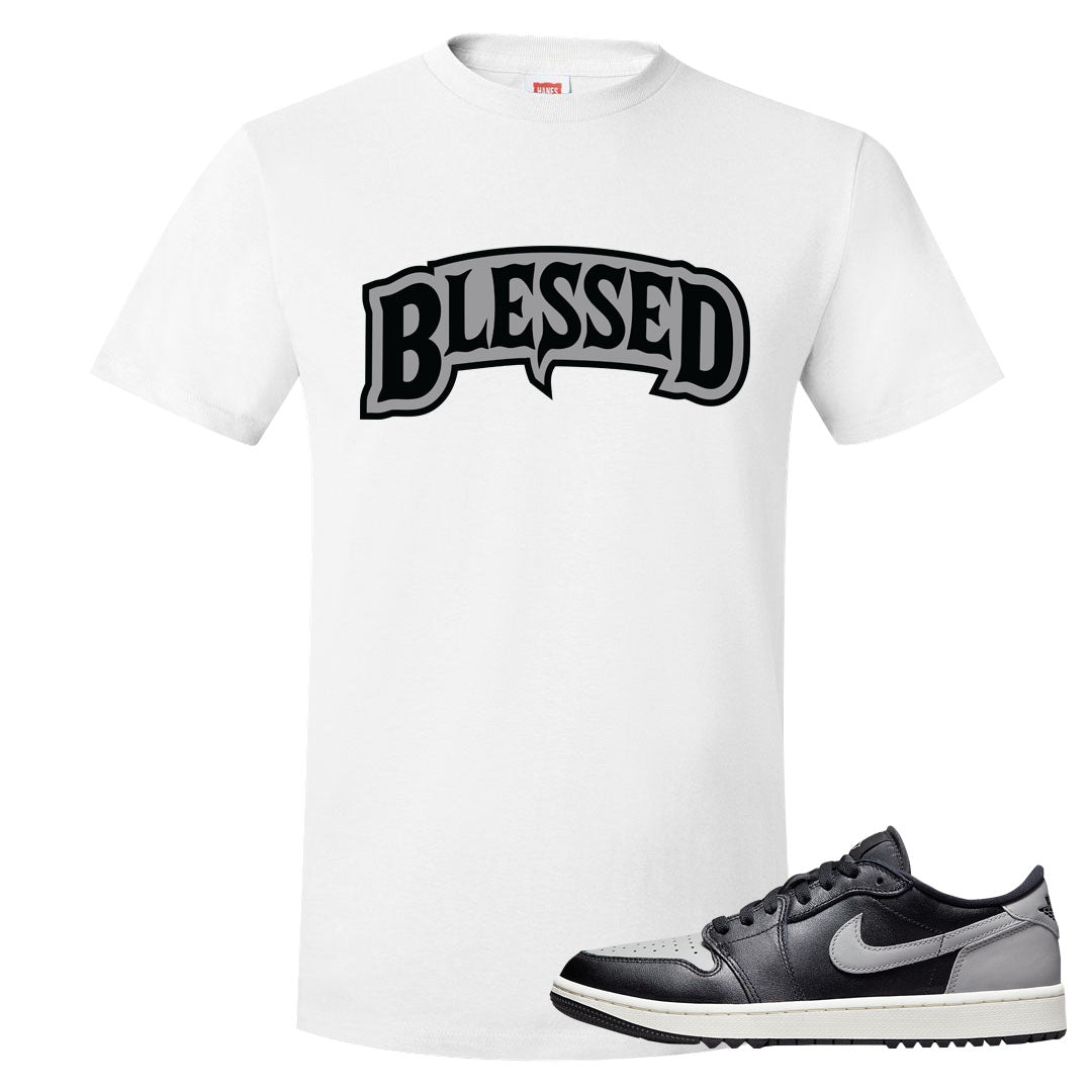 Shadow Golf Low 1s T Shirt | Blessed Arch, White