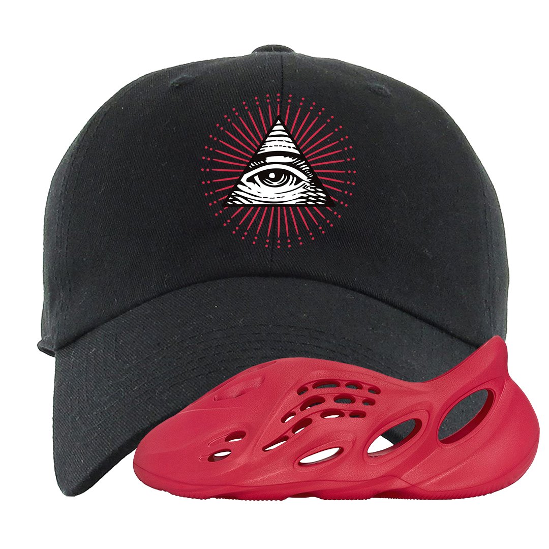 Vermillion Foam Runners Dad Hat | All Seeing Eye, Black