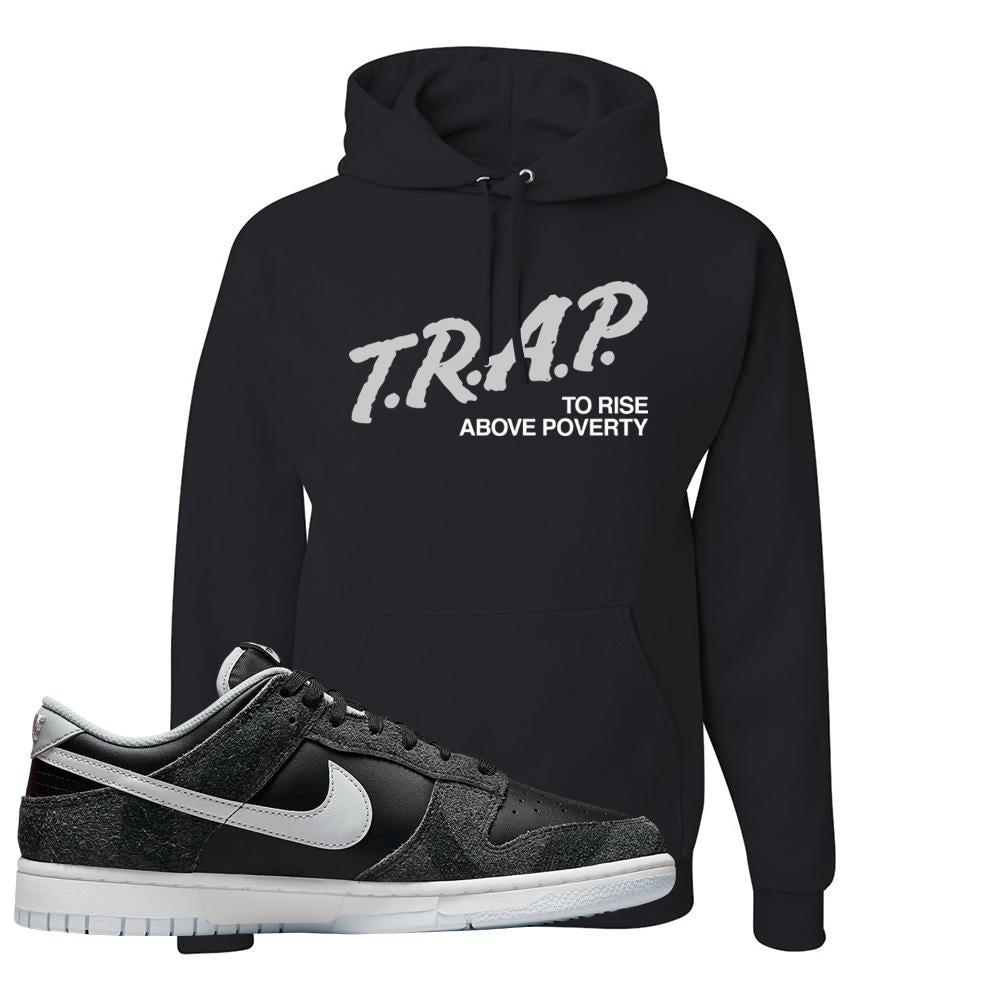 Zebra Low Dunks Hoodie | Trap To Rise Above Poverty, Black