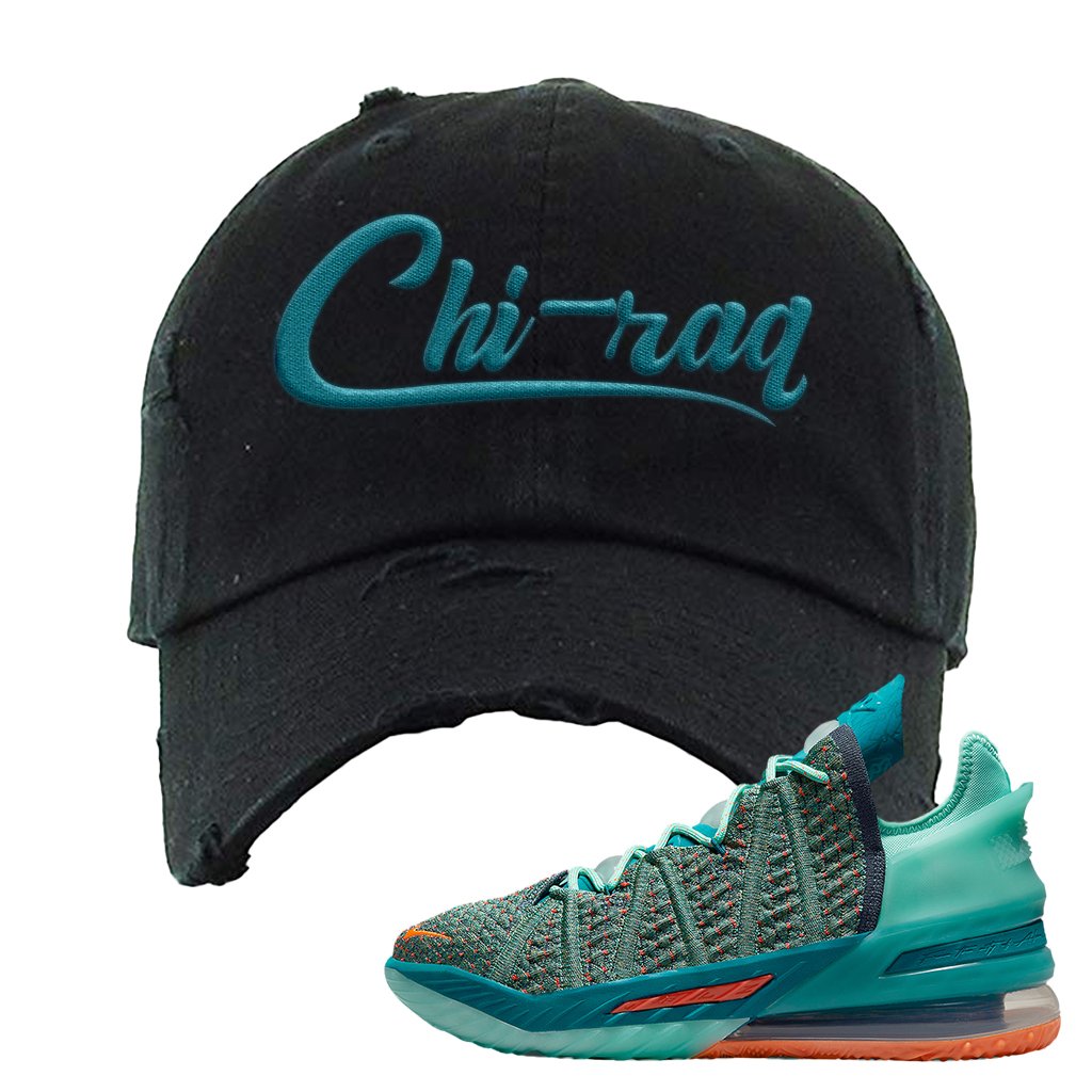 Lebron 18 We Are Family Distressed Dad Hat | Chiraq, Black