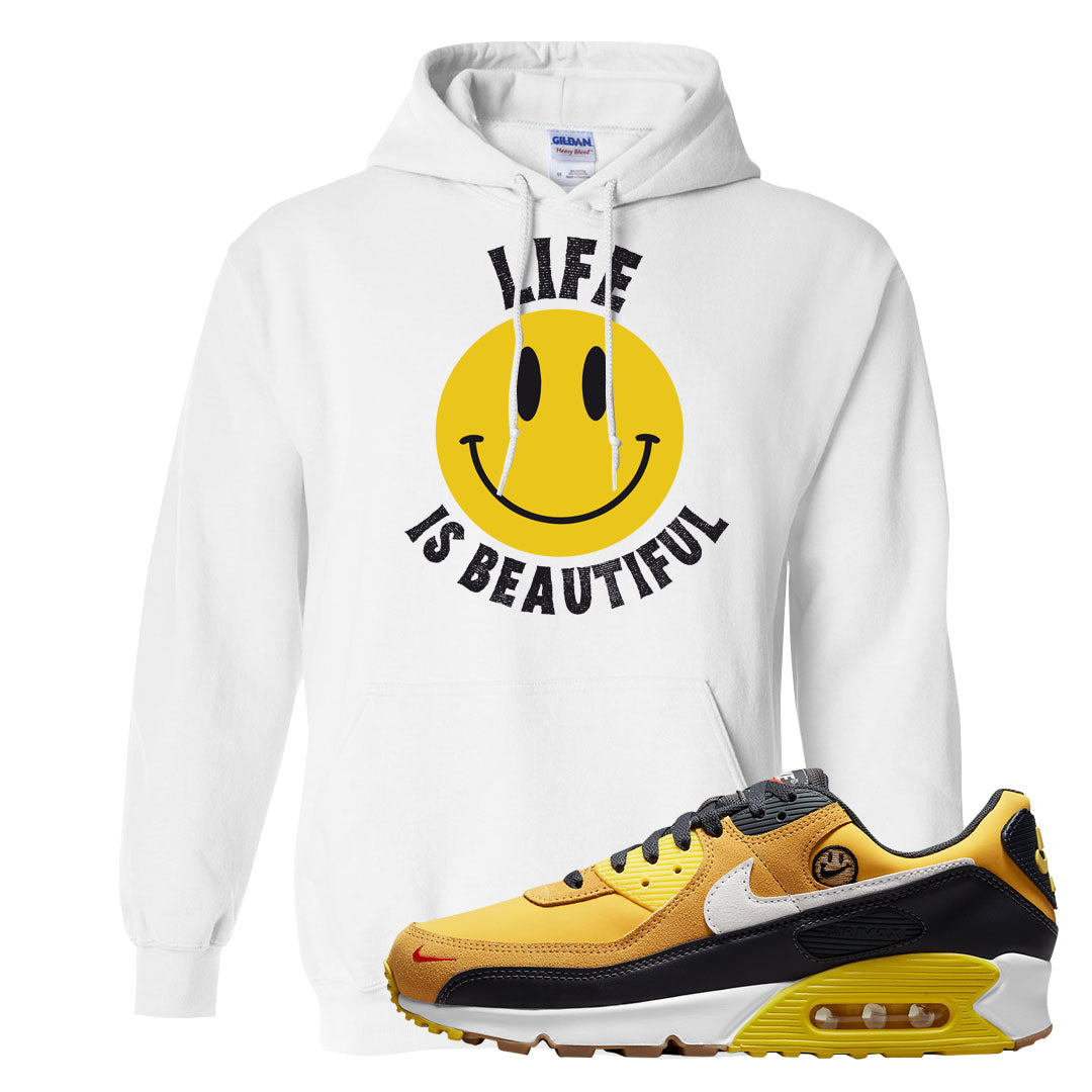 Go The Extra Smile 90s Hoodie | Smile Life Is Beautiful, White