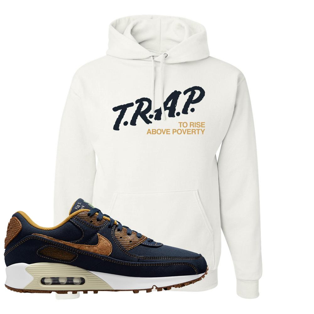 Cork Obsidian 90s Hoodie | Trap To Rise Above Poverty, White