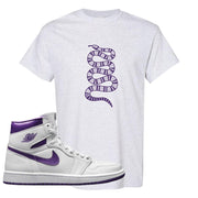 Air Jordan 1 Metallic Purple T Shirt | Coiled Snake, Ash