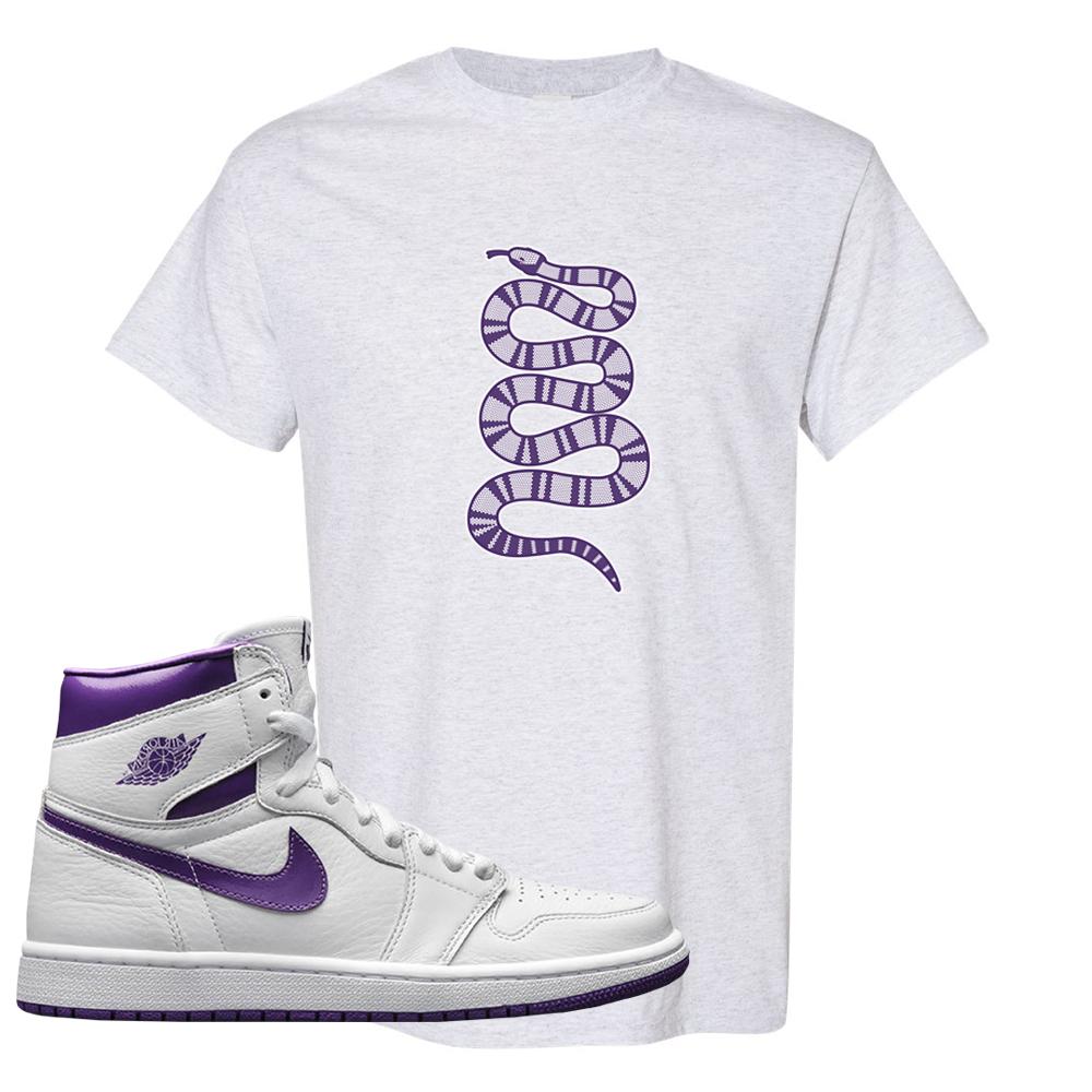 Air Jordan 1 Metallic Purple T Shirt | Coiled Snake, Ash