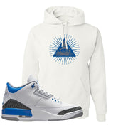 Racer Blue 3s Hoodie | All Seeing Eye, White