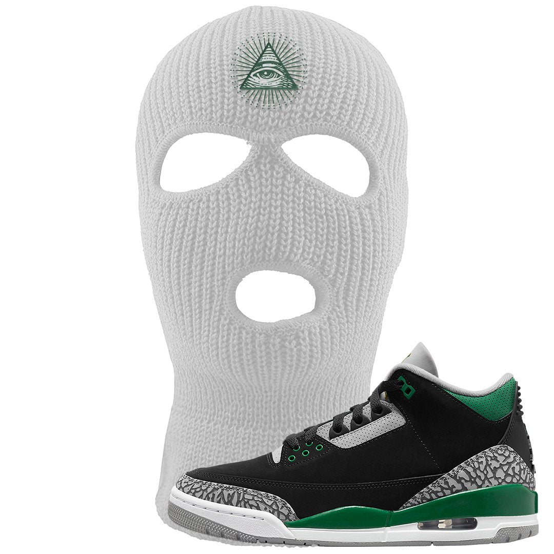 Pine Green 3s Ski Mask | All Seeing Eye, White