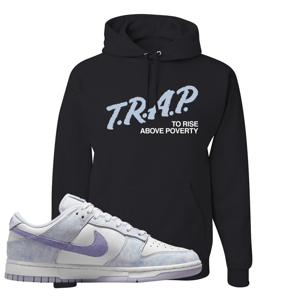 Purple Pulse Low Dunks Hoodie | Trap To Rise Above Poverty, Black