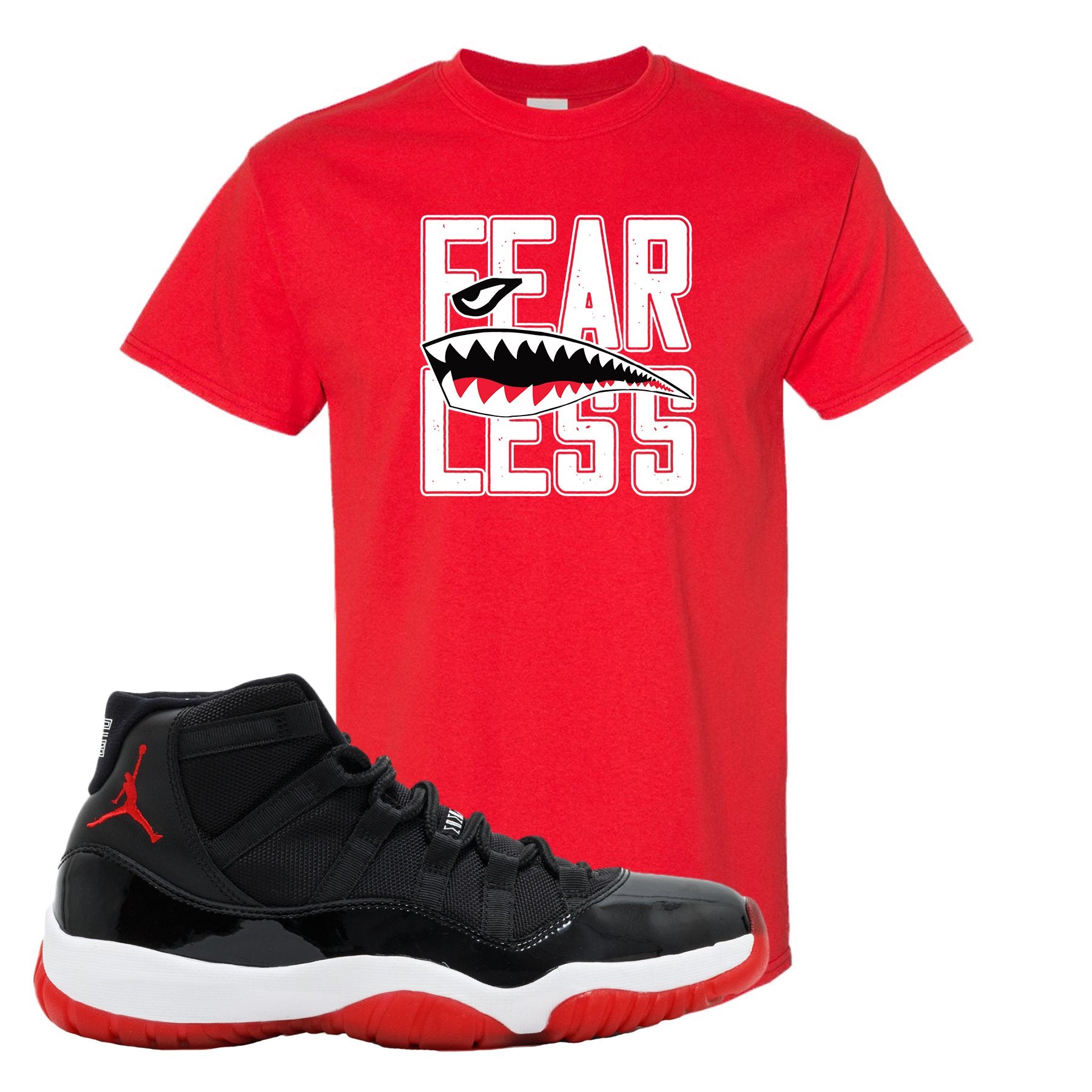Jordan 11 Bred Fearless Red Sneaker Hook Up T-Shirt