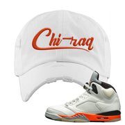 Shattered Backboard 5s Distressed Dad Hat | Chiraq, White