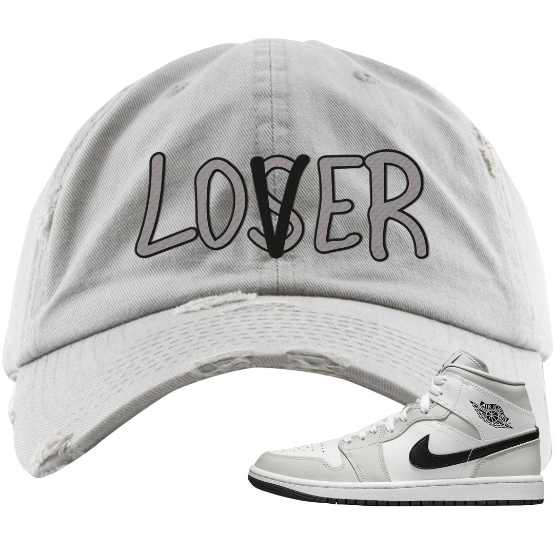 Light Smoke Grey Mid 1s Distressed Dad Hat | Lover, Light Gray