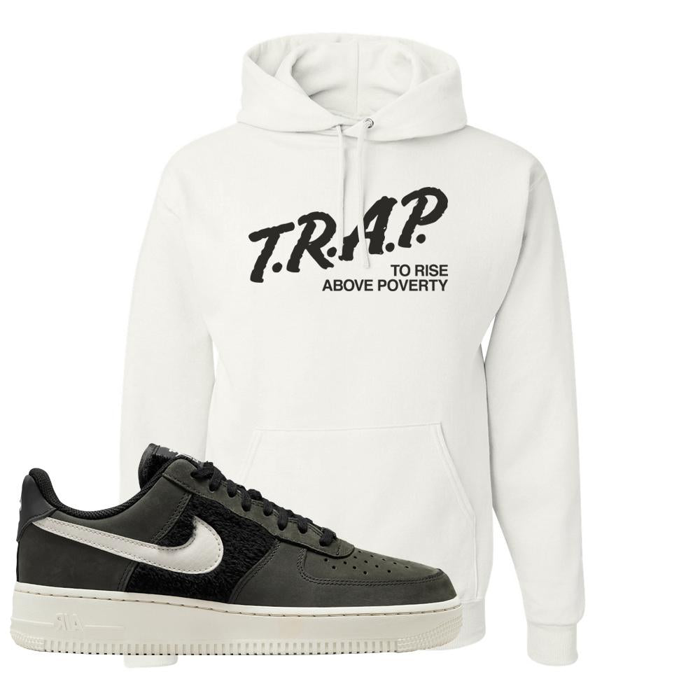 Furry Black Light Bone Low AF 1s Hoodie | Trap To Rise Above Poverty, White