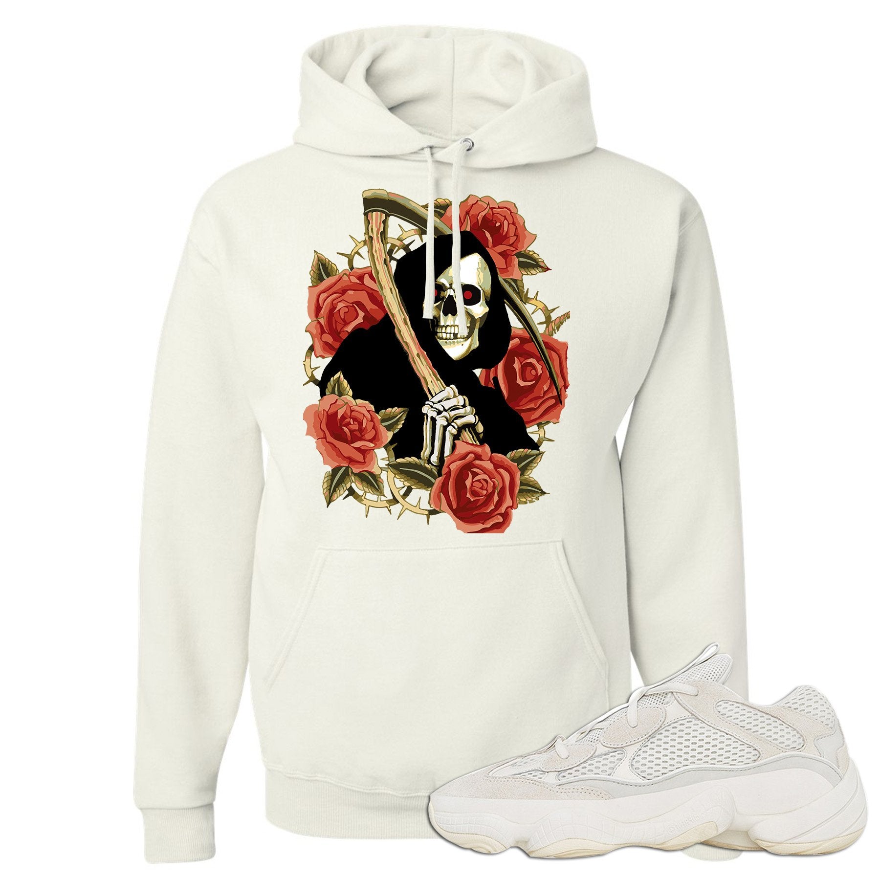 Bone White 500s Hoodie | Grim Reaper, White