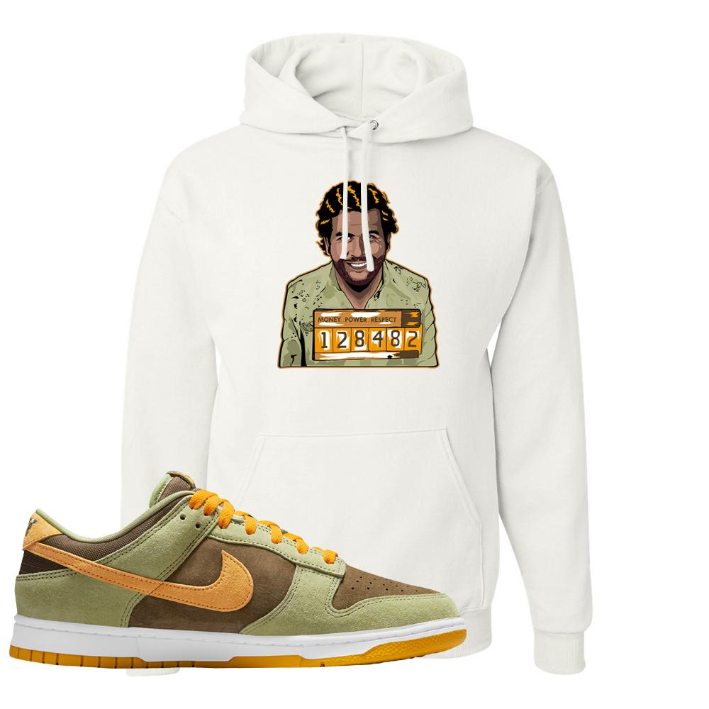 SB Dunk Low Dusty Olive Hoodie | Escobar Illustration, White