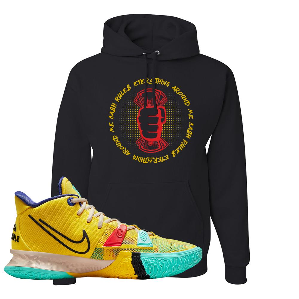 1 World 1 People Yellow 7s Hoodie | Cash Rules Everything Around Me, Black