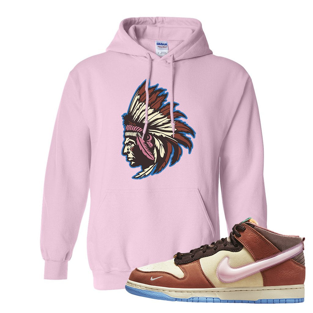 Chocolate Milk Mid Dunks Hoodie | Indian Chief, Light Pink