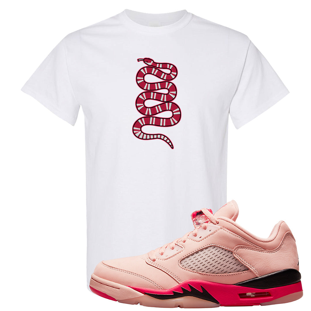 Arctic Pink Low 5s T Shirt | Coiled Snake, White