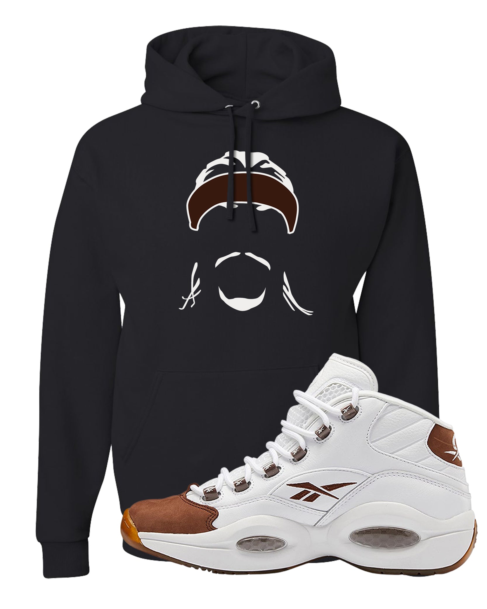 Mocha Question Mids Hoodie | Headband Corn Rows, Black