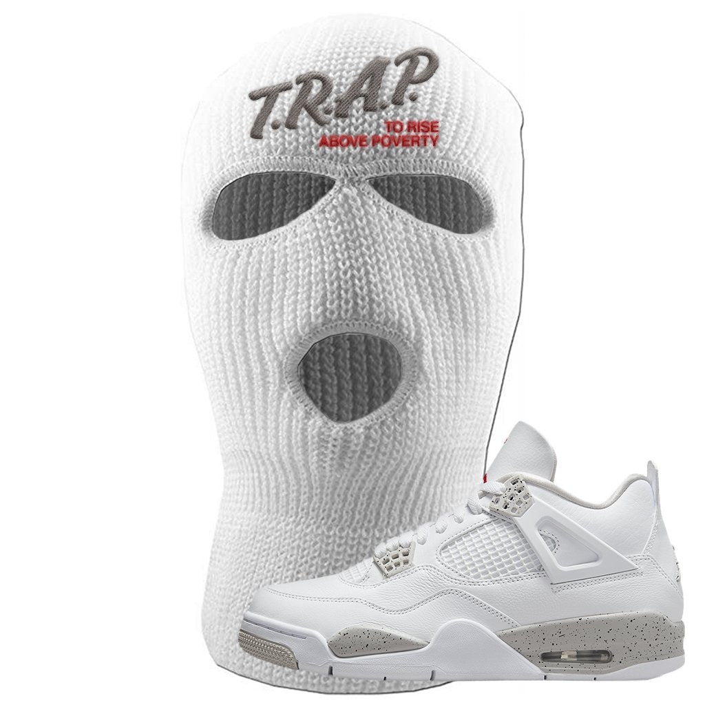Tech Grey 4s Ski Mask | Trap To Rise Above Poverty, White