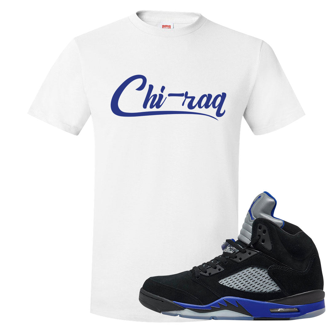 Racer Blue 5s T Shirt | Chiraq, White