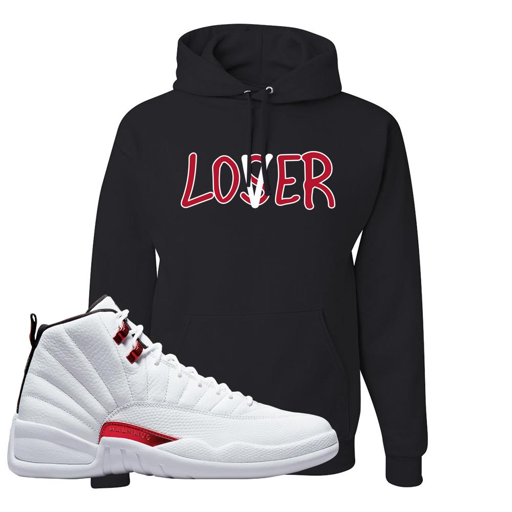 Twist White Red 12s Hoodie | Lover, Black