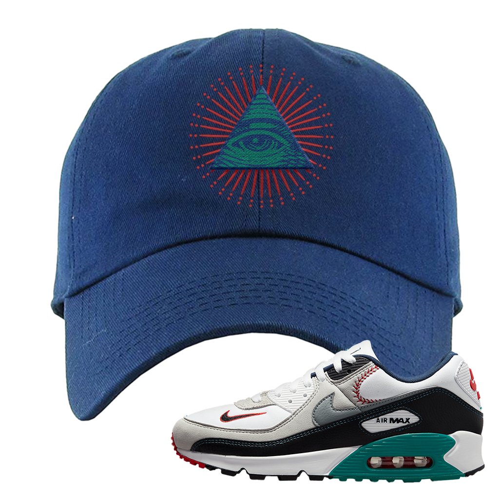 Air Max 90 Backward Cap Dad Hat | All Seeing Eye, Navy Blue