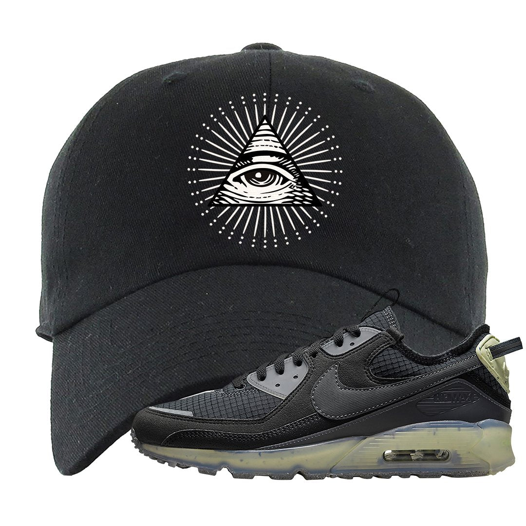 Terrascape Lime Ice 90s Dad Hat | All Seeing Eye, Black