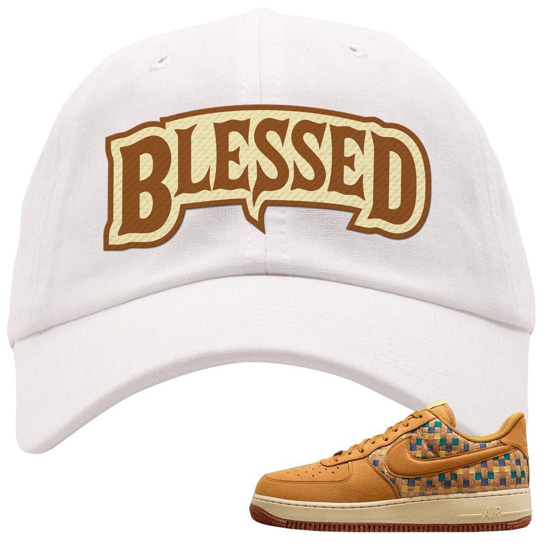 Woven Cork Low AF 1s Dad Hat | Blessed Arch, White