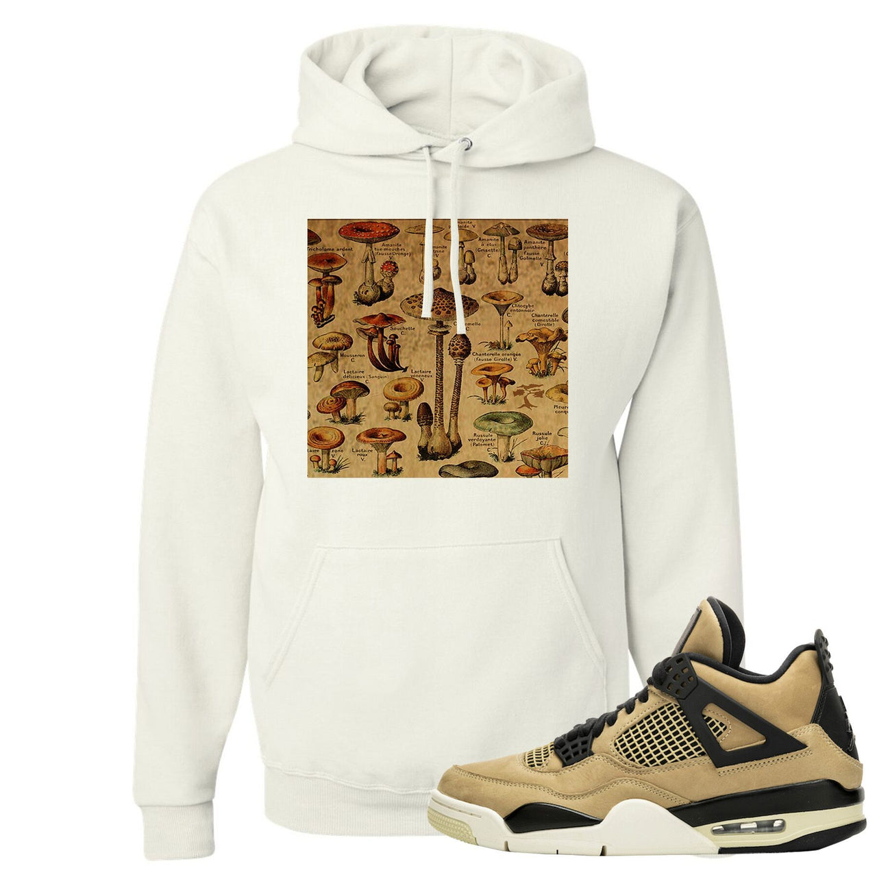 Jordan 4 WMNS Mushroom Sneaker Matching White Mushroom Chart Pullover Hoodie