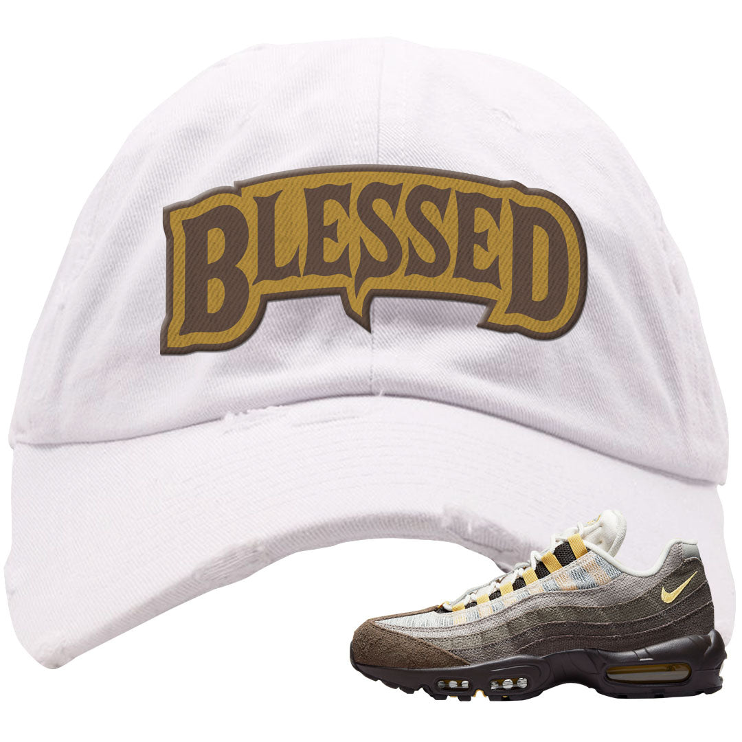 Ironstone Hemp 95s Distressed Dad Hat | Blessed Arch, White