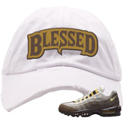 Ironstone Hemp 95s Distressed Dad Hat | Blessed Arch, White